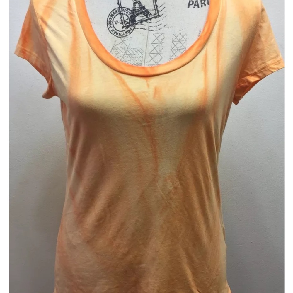 New True Religion Women Tie Die T- Shirt Short Sleeve Orange 100% Cotton